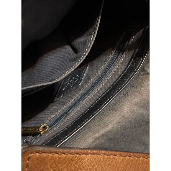 Authentic Fossil Pebbled Leather EMI Leather Saddle Bag Brown Multi - Picture 9 of 13